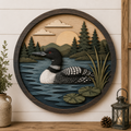 Loon Bird 3 Layer Wooden Sign, Peaceful Lake and Pine Trees Wall Art, Layered Wood Decor, Not 3D Printed, Rustic Cabin Wilderness Sign, Nature Wildlife Decor, Cabin Gift