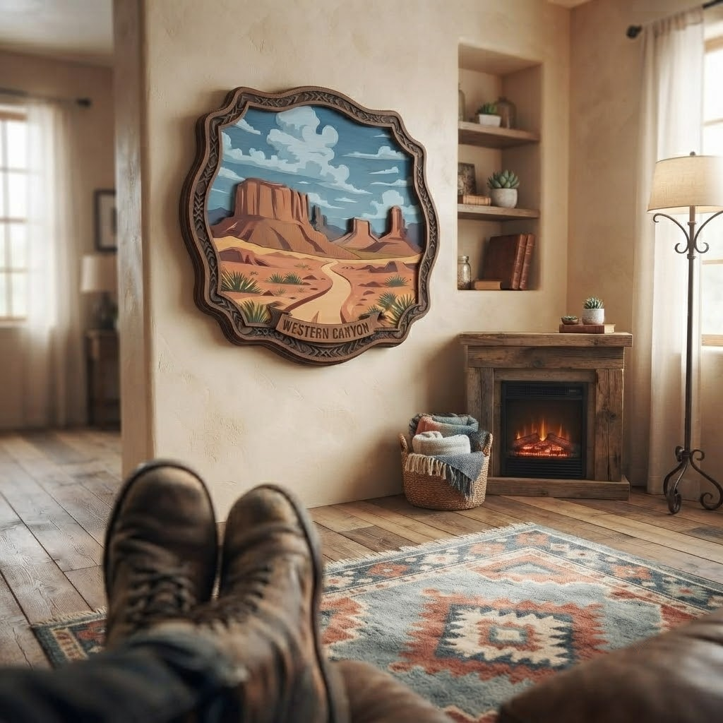 Western Canyon Monument Valley 3 Layer Wooden Sign, Desert Landscape Wall Art, Layered Wood Decor, Not 3D Printed, Rustic Southwestern Sign, National Park Decor, Gift