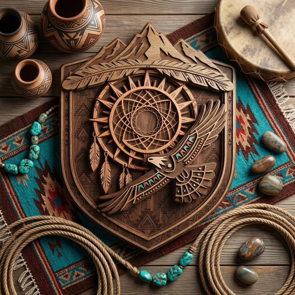 Eagle Dreamcatcher 3 Layer Wooden Sign, Southwestern Tribal Wall Art, Layered Wood Decor, Not 3D Printed, Native Style Decor, Boho Shield Sign, Gift