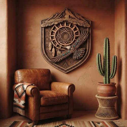 Eagle Dreamcatcher 3 Layer Wooden Sign, Southwestern Tribal Wall Art, Layered Wood Decor, Not 3D Printed, Native Style Decor, Boho Shield Sign, Gift