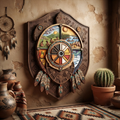 Tribal Turtle Medicine Wheel 3 Layer Wooden Sign, Native American Wall Art, Layered Wood Decor, Not 3D Printed, Southwestern Aztec Sign, Boho Wildlife Decor, Gift