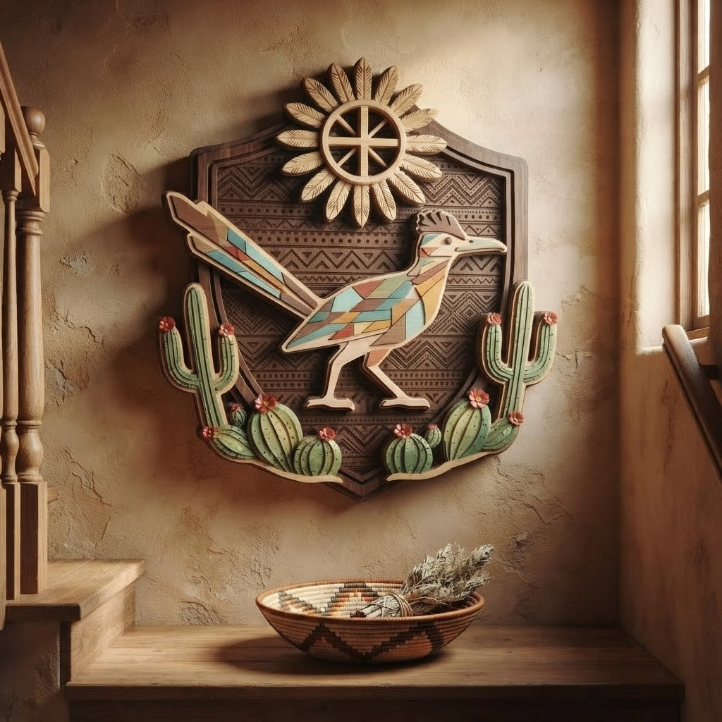 Southwestern Roadrunner 3 Layer Wooden Sign, Desert Cactus Wall Art, Layered Wood Decor, Not 3D Printed, Rustic Western Sign, Boho Desert Decor, Gift