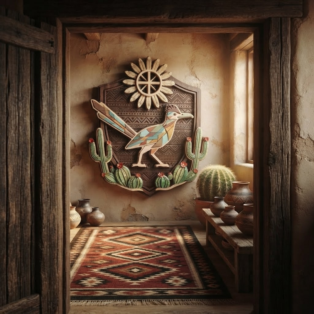 Southwestern Roadrunner 3 Layer Wooden Sign, Desert Cactus Wall Art, Layered Wood Decor, Not 3D Printed, Rustic Western Sign, Boho Desert Decor, Gift
