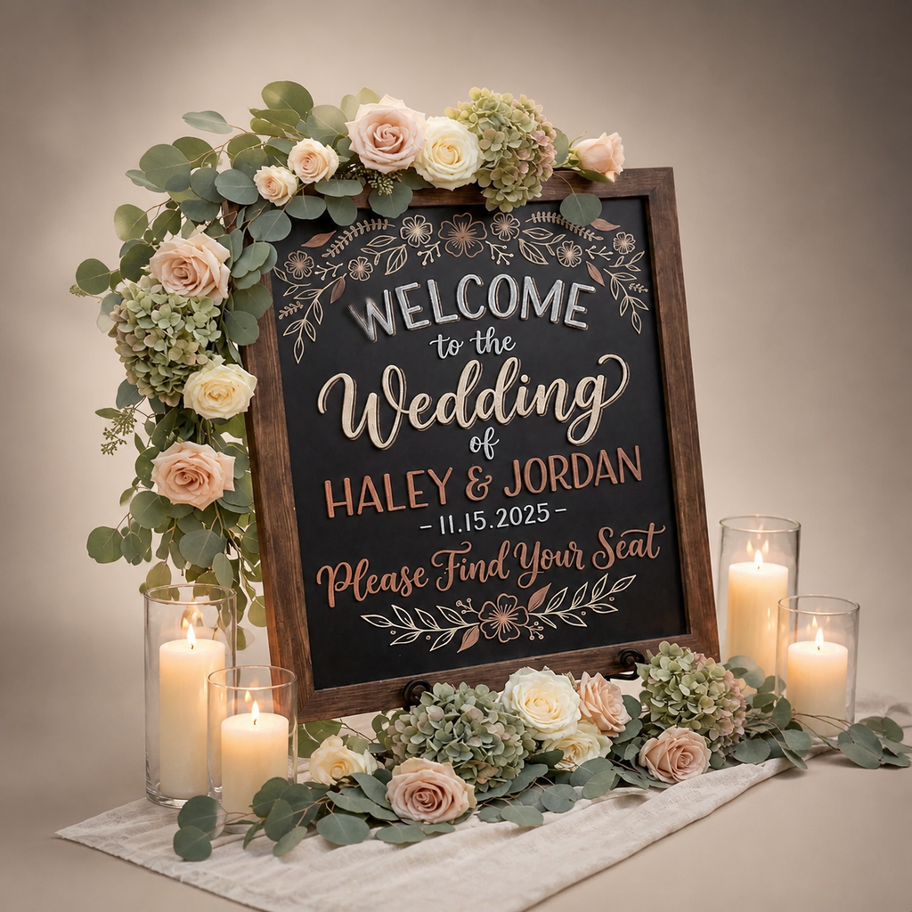 Personalized Wedding Welcome Sign, Rustic Couple Name Reception Decor