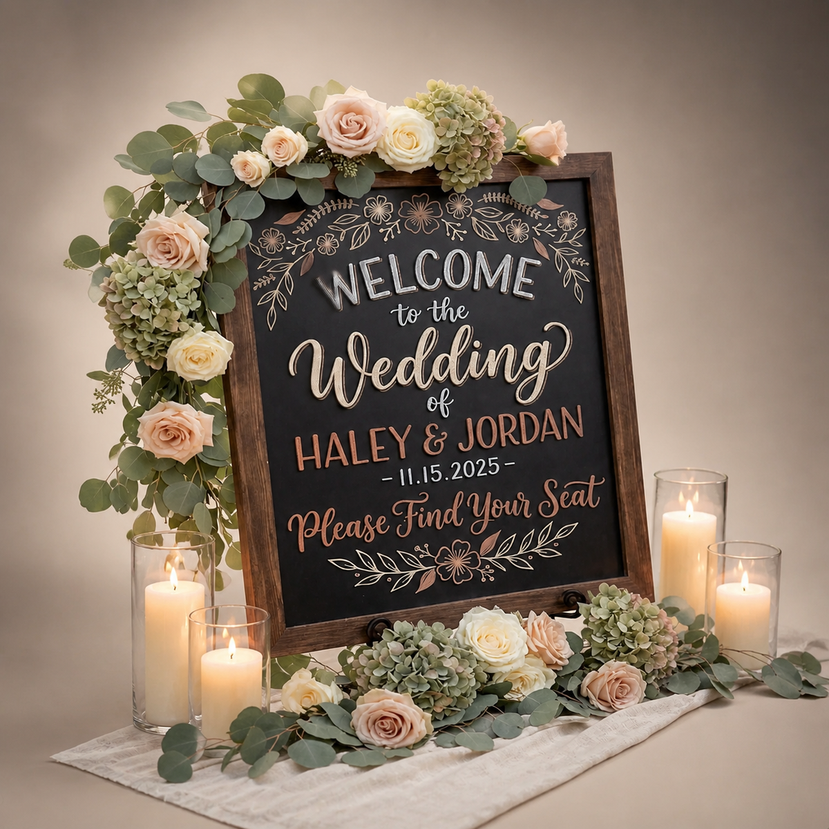 Personalized Wedding Welcome Sign, Rustic Couple Name Reception Decor