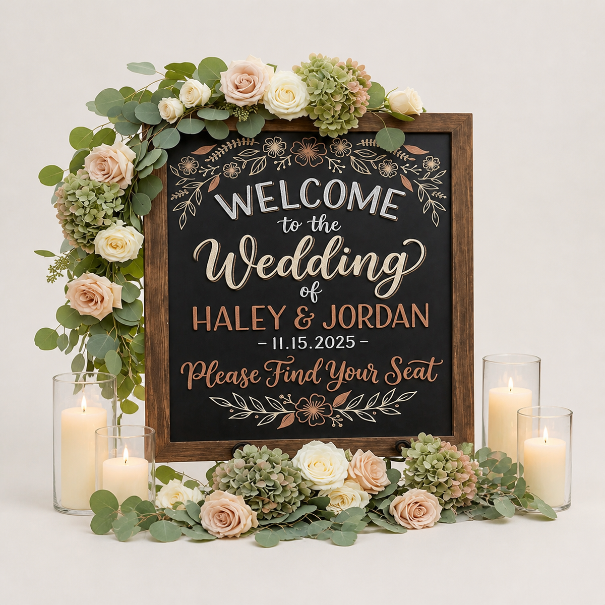 Personalized Wedding Welcome Sign, Rustic Couple Name Reception Decor