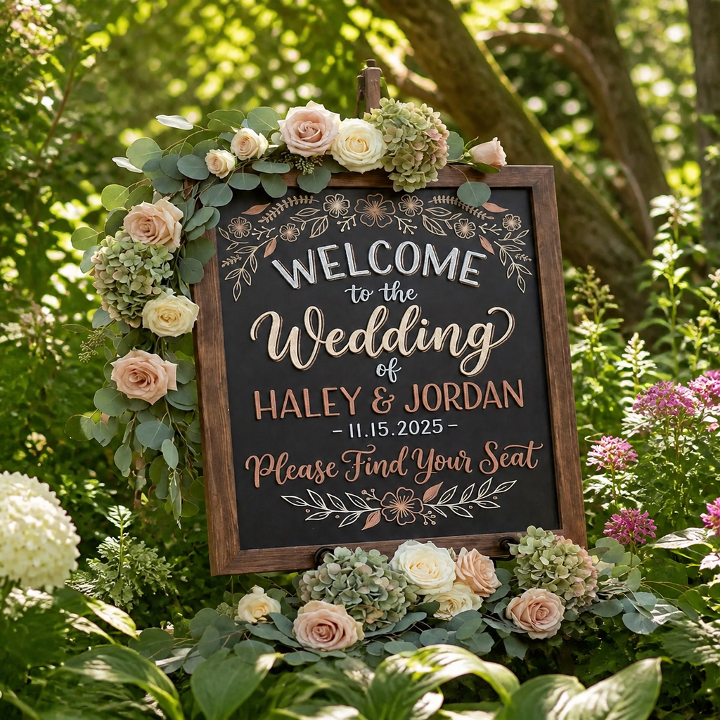 Personalized Wedding Welcome Sign, Rustic Couple Name Reception Decor