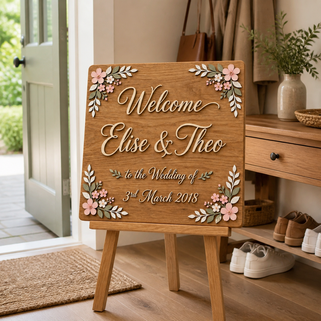 Personalized Wedding Welcome Sign, Rustic Wedding Ceremony Decor, Entrance Board