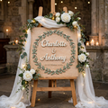 Personalized Wedding Welcome Board Botanical Wreath Wood Sign, Custom Wooden Sign