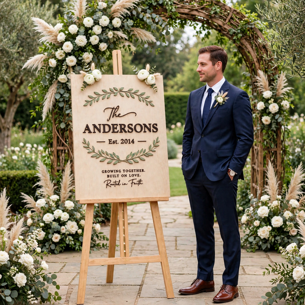 Personalized Wooden Wedding Welcome Sign, Rustic Welcome Board