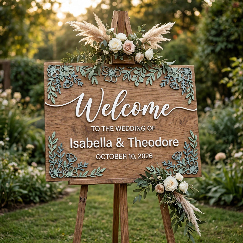 Rustic Wedding Welcome Sign, Personalized Wooden Board Decor