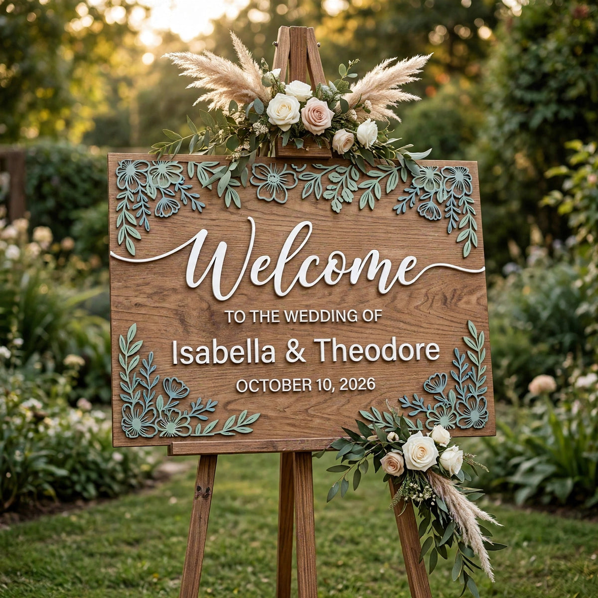 Rustic Wedding Welcome Sign, Personalized Wooden Board Decor
