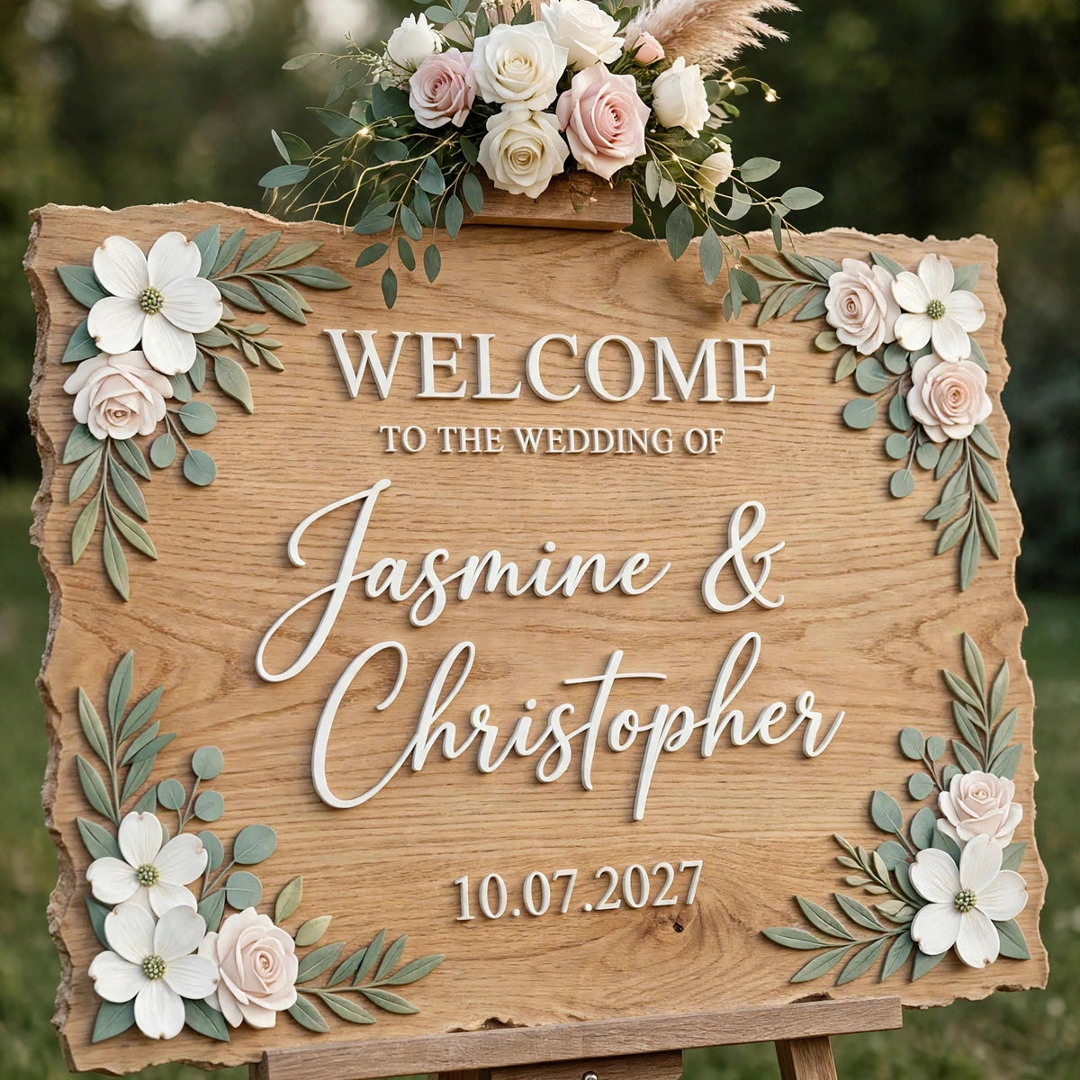 Rustic Wedding Welcome Sign Personalized Deckled Edge Plaque