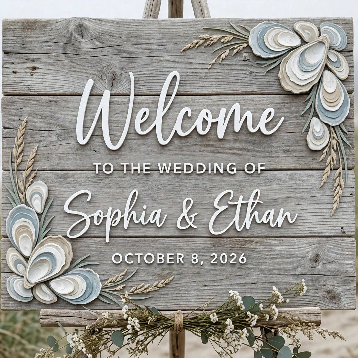 Rustic Wedding Welcome Sign Personalized Wooden Board For Coastal Beach Decor