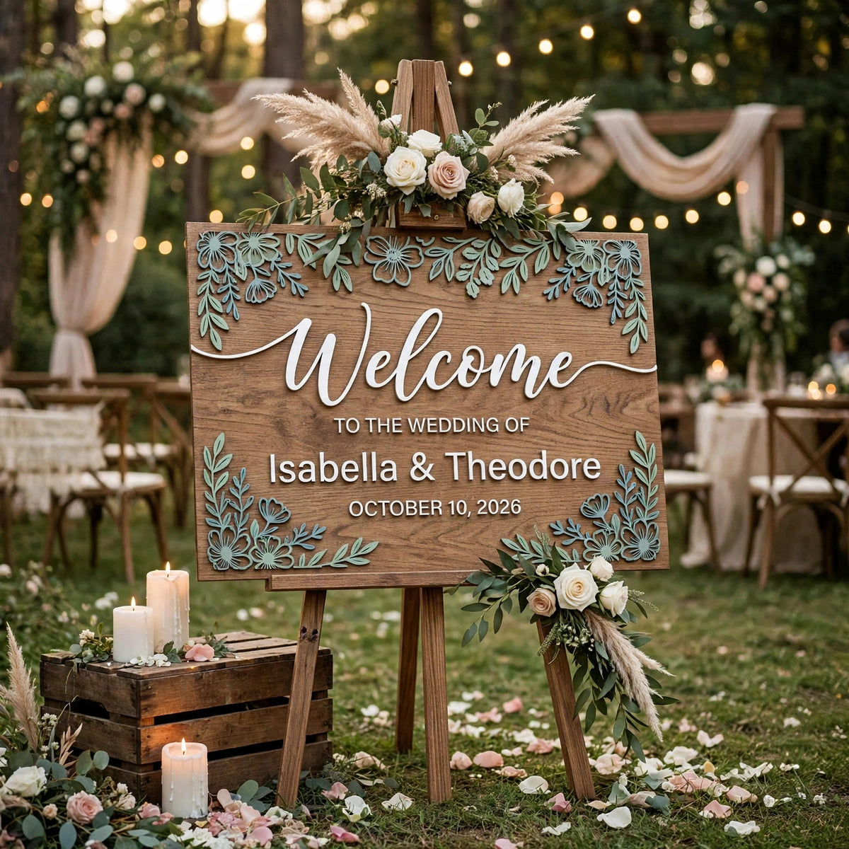 Rustic Wedding Welcome Sign, Personalized Wooden Board Decor