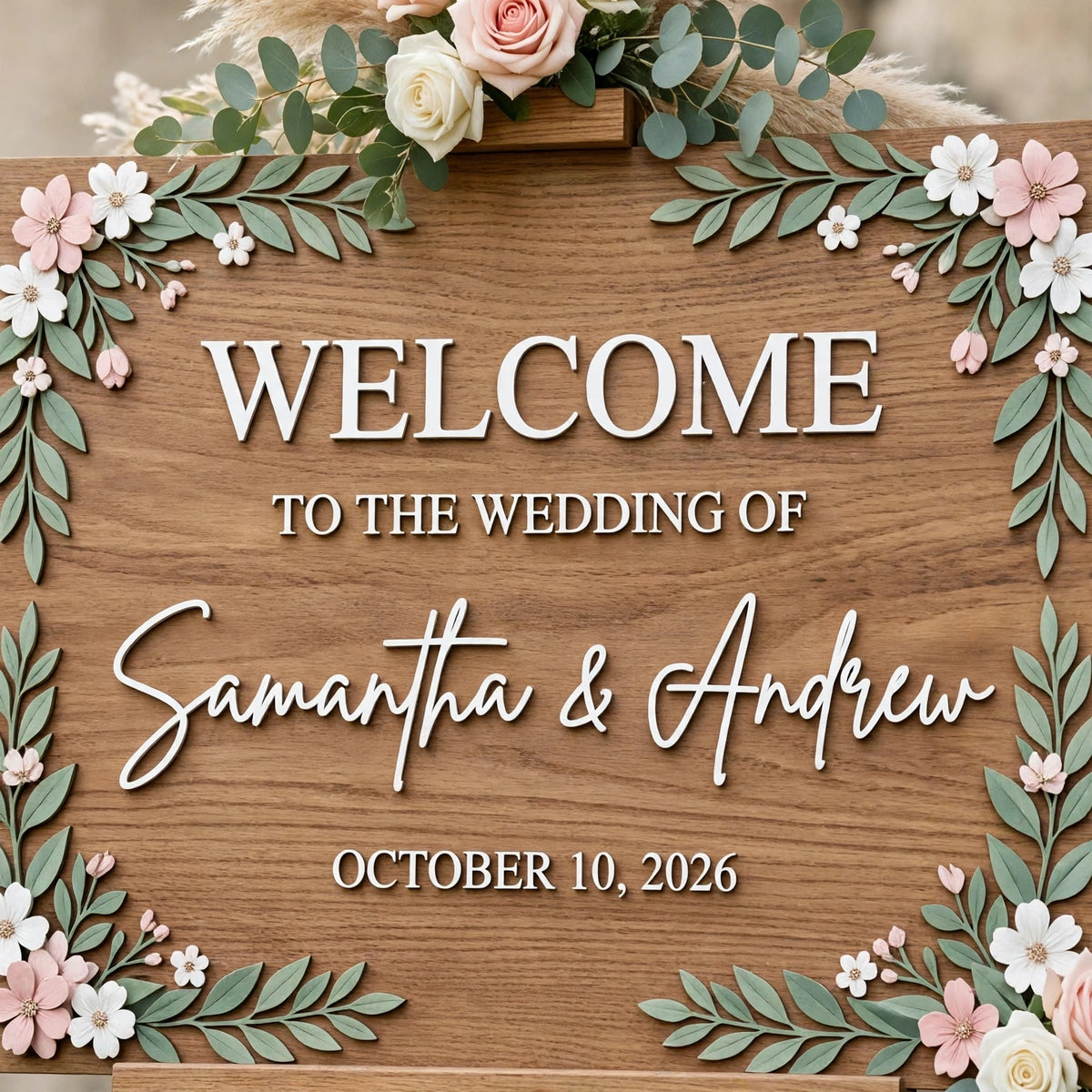 Rustic Wedding Welcome Sign Personalized Wooden Board