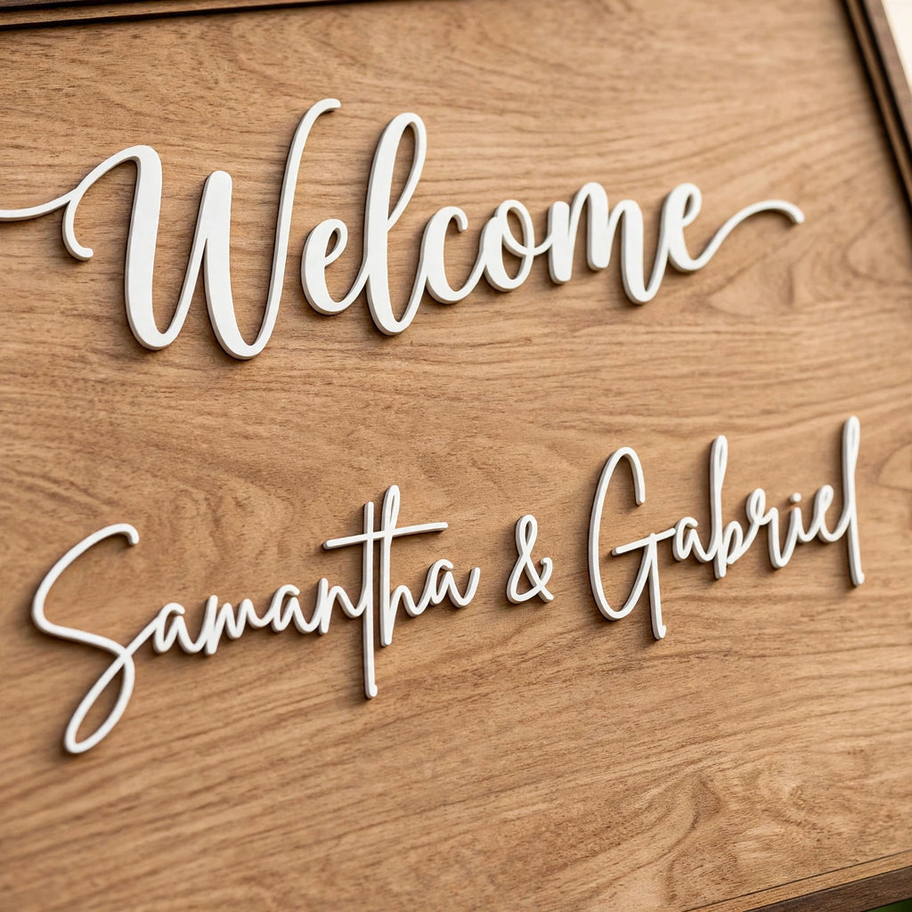 Rustic Wedding Welcome Sign, Personalized Wooden Board, Blue Floral Decor