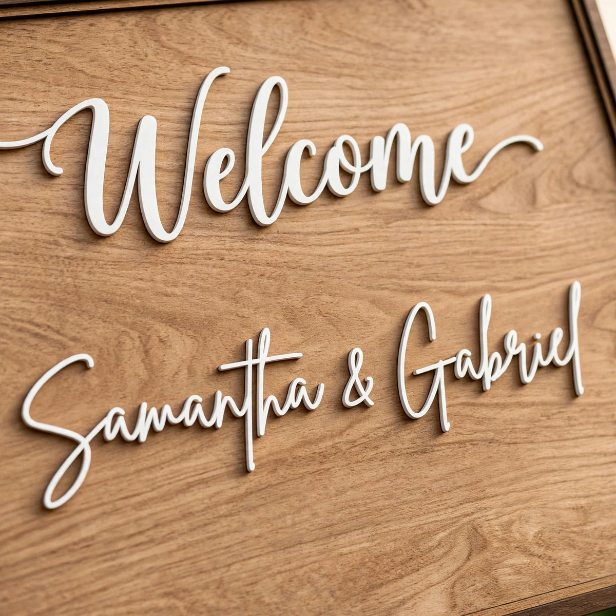 Rustic Wedding Welcome Sign, Personalized Wooden Board, Blue Floral Decor
