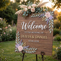 Rustic Wedding Welcome Sign, Personalized Wooden Board, Lavender Blush Rose Floral Decor