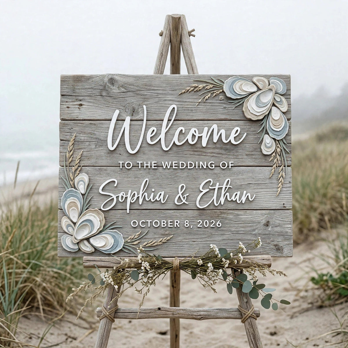 Rustic Wedding Welcome Sign Personalized Wooden Board For Coastal Beach Decor