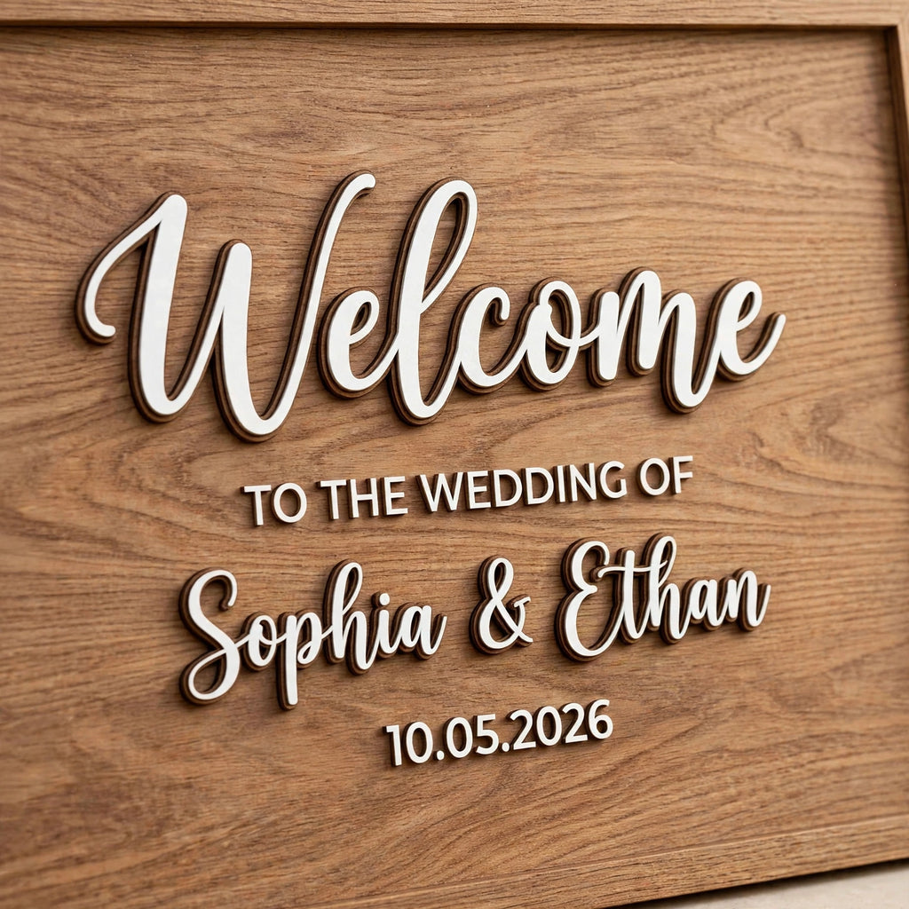 Rustic Wedding Welcome Sign, Personalized Wooden Board, Floral Decor