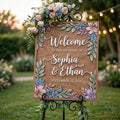 Rustic Wedding Welcome Sign, Personalized Wooden Board, Pastel Floral Decor