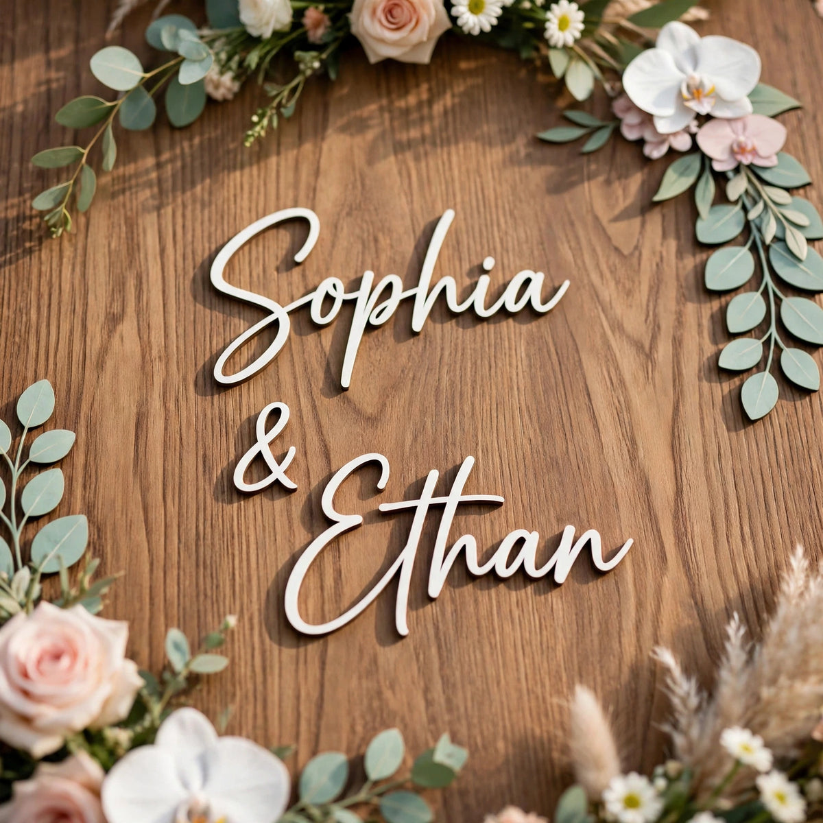 Rustic Wedding Welcome Sign, Personalized Wooden Board, Floral Decor