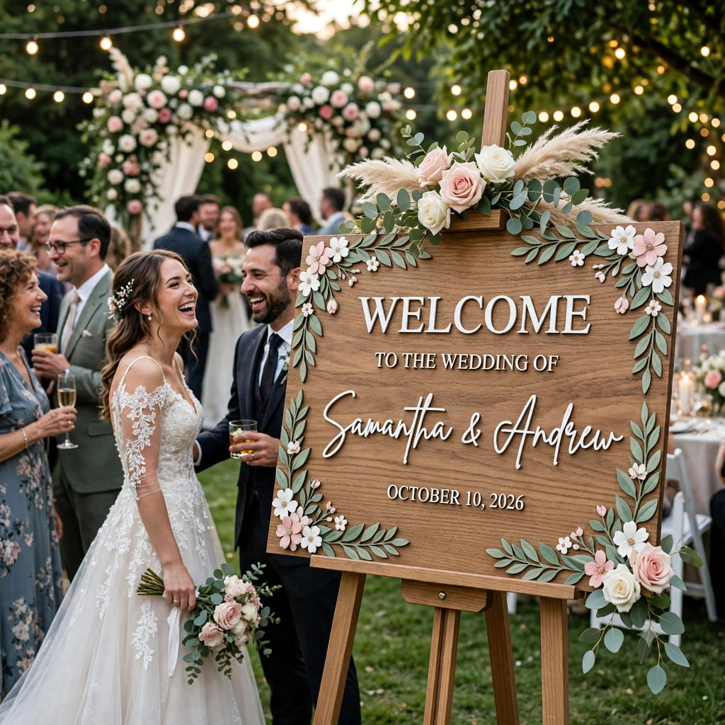 Rustic Wedding Welcome Sign Personalized Wooden Board