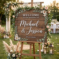 Rustic Wedding Welcome Sign, Personalized Wooden Board, Ivory Flower Plaque