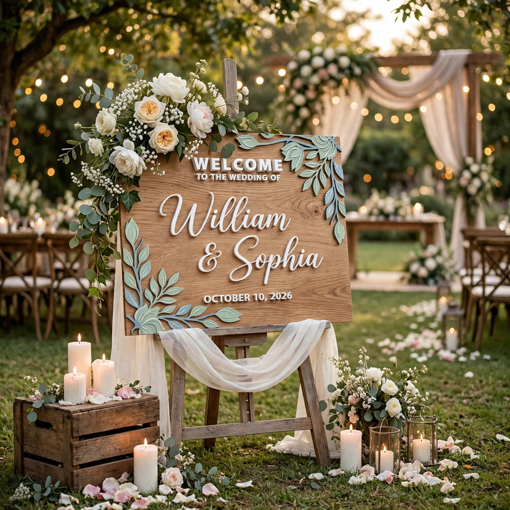 Rustic Wedding Welcome Sign, Personalized Wooden Welcome Board
