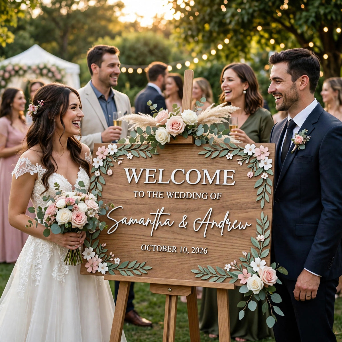 Rustic Wedding Welcome Sign Personalized Wooden Board