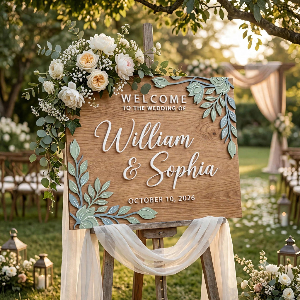 Rustic Wedding Welcome Sign, Personalized Wooden Welcome Board