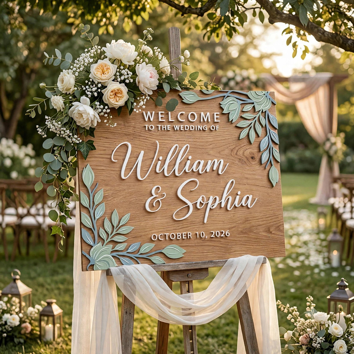 Rustic Wedding Welcome Sign, Personalized Wooden Welcome Board