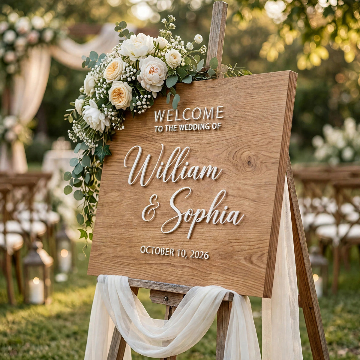 Rustic Wedding Welcome Sign, Personalized Wooden Welcome Board